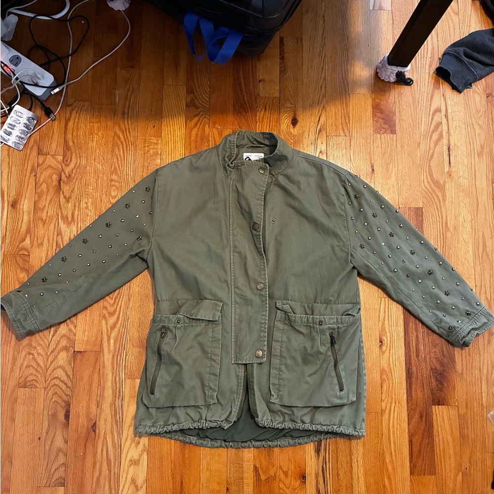 Zara Olive Green Studded Jacket